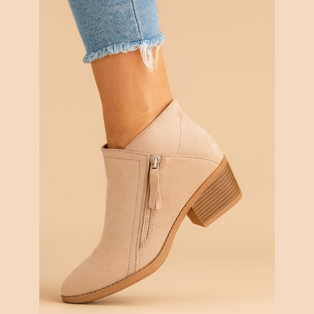 Damen-Stiefeletten mit Blockabsatz, spitzer Zehenpartie und Reißverschluss – bequemes, zeitloses Design für Arbeit und Freizeit, elegant | Sansoti