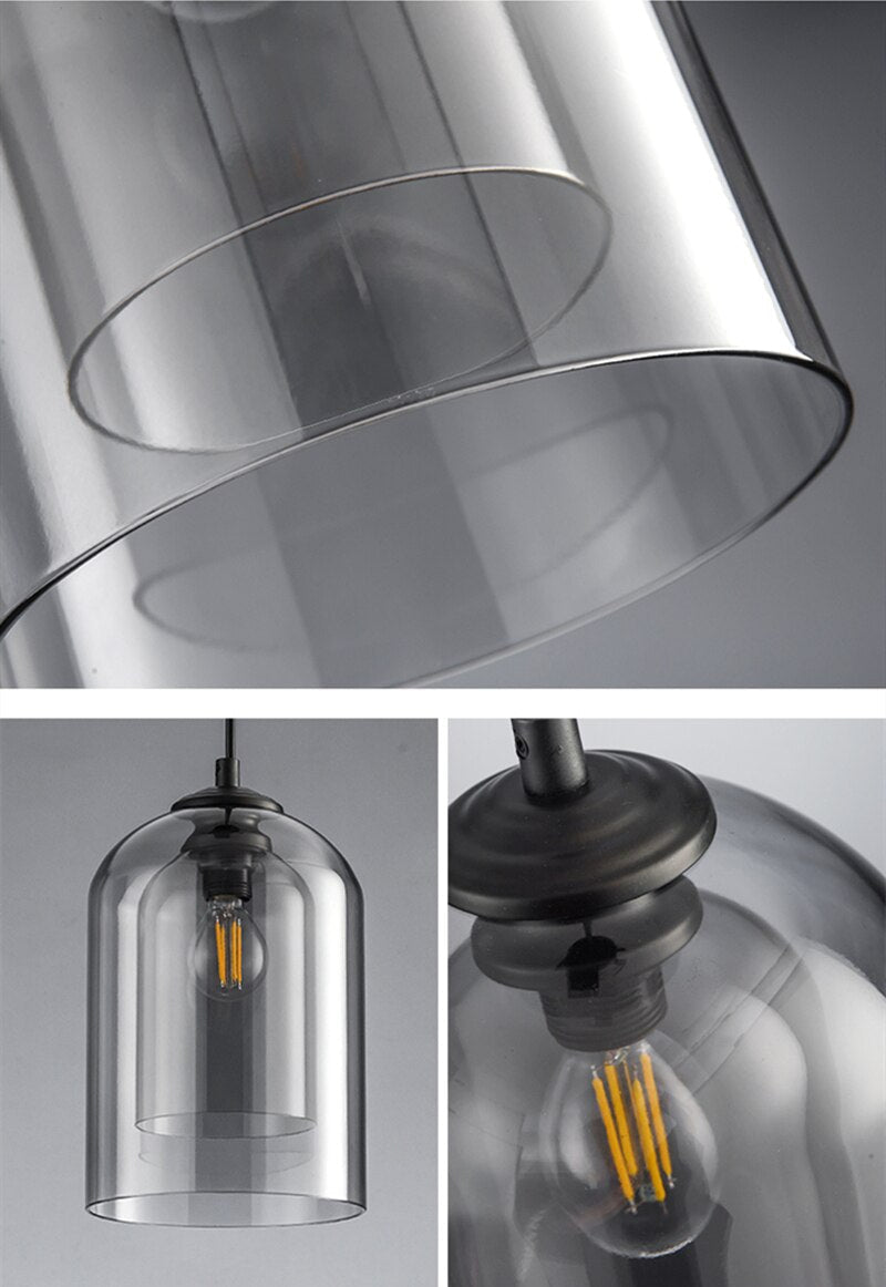 Dubbele Glazen Hanglamp Transparant Glas Nordic Design Scandinavisch Keukeneiland Eetkamer Woonkamer Modern Verlichtingsarmatuur Plafondverlichting E26/E27 Verstelbare Kabels Elegante Verlichting | Sansoti