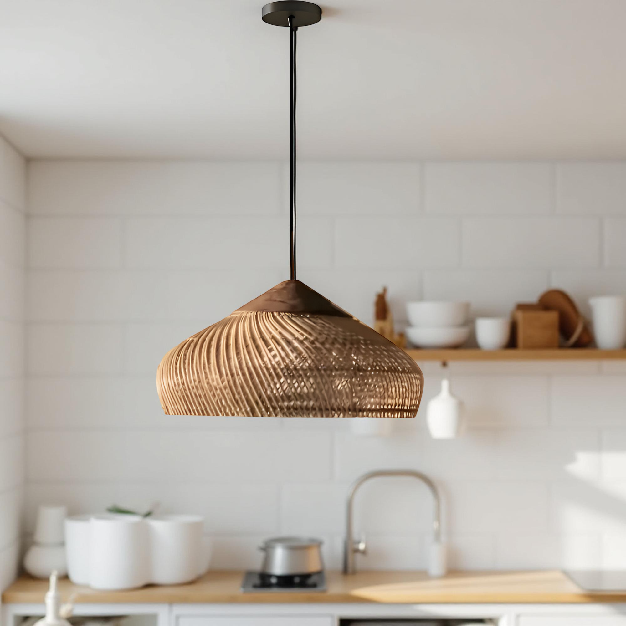 Hanglamp Rattan Bamboe Handgevlochten Bohemian Retro E27 Ø40 Ø60 Eetkamer | Sansoti