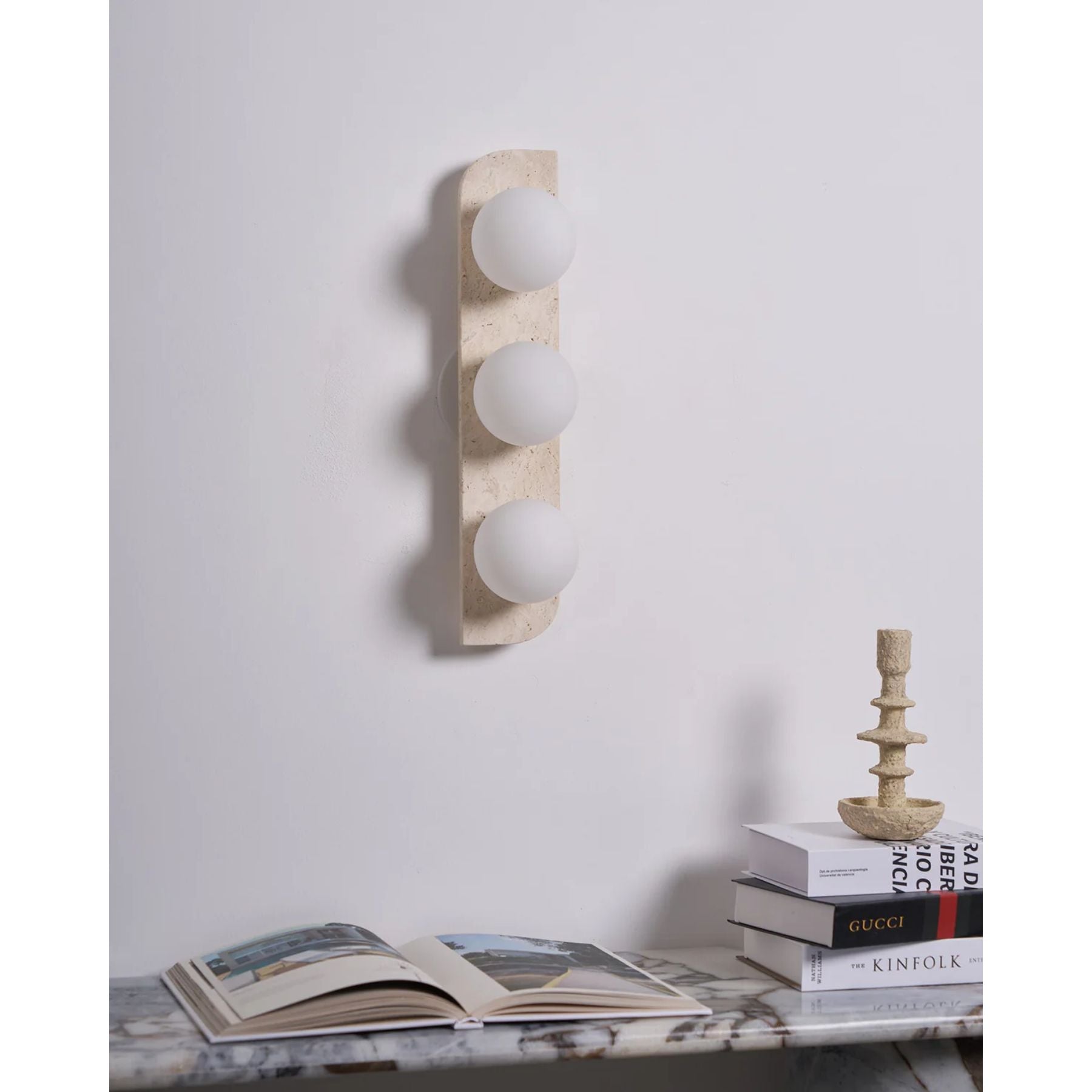 Wandleuchte Travertin G9 Glas Holz Beige Wohnzimmer Flur Badezimmer Minimalistische Wandleuchte Stimmungslicht Natürliches Design | Restfield