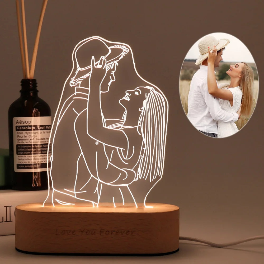 Gepersonaliseerde Fotolamp met Eigen Afbeelding en Tekst – RGB LED Verlichting voor Romantische Momenten | Sansoti
