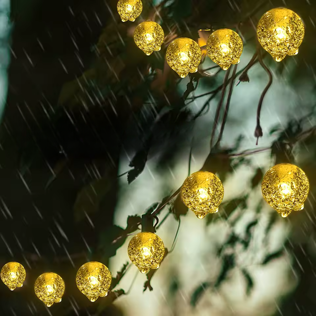Solar LED Lichtsnoer Outdoor Warmwit Kristalbol 6.5m-22m Waterdicht IP65 Tuinverlichting Feestverlichting Terras | Sansoti