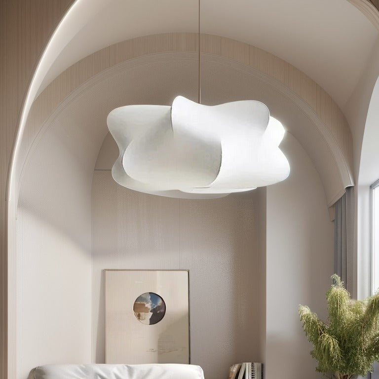 Silk Pendant Lamp – Japanese Style – Light Pink or White – Warm White Light – Living Room & Bedroom – Modern Pendant Lighting with Natural Look | Sansoti