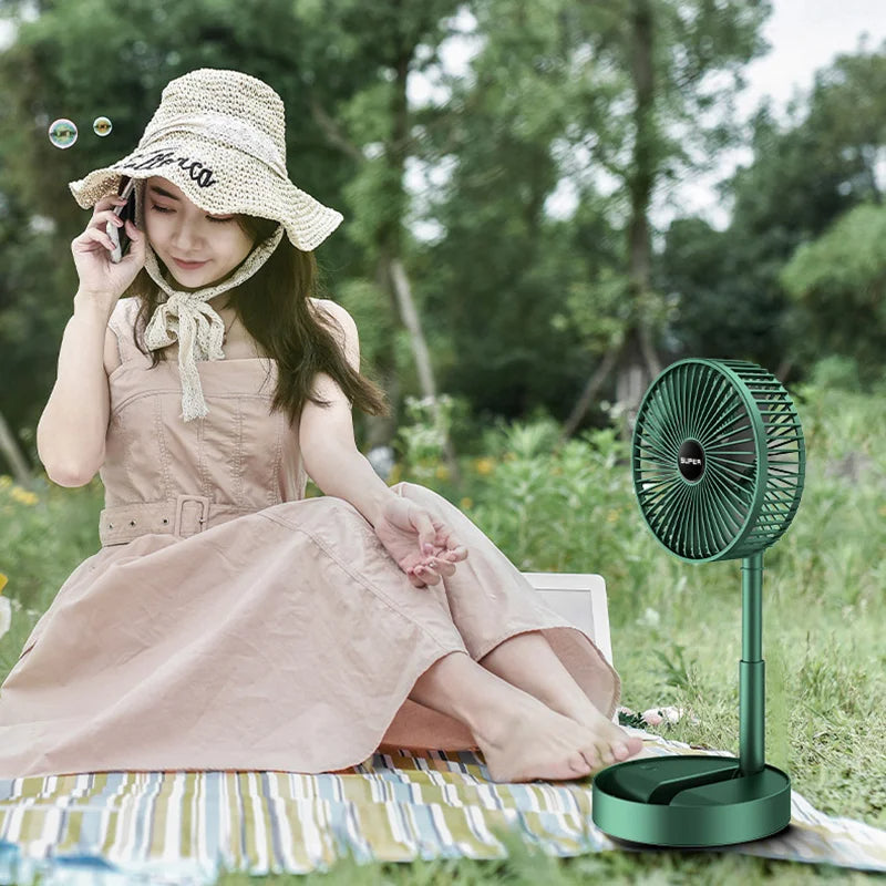 Foldable Table Fan USB Rechargeable with Five Speeds – Compact and Quiet | Sansoti