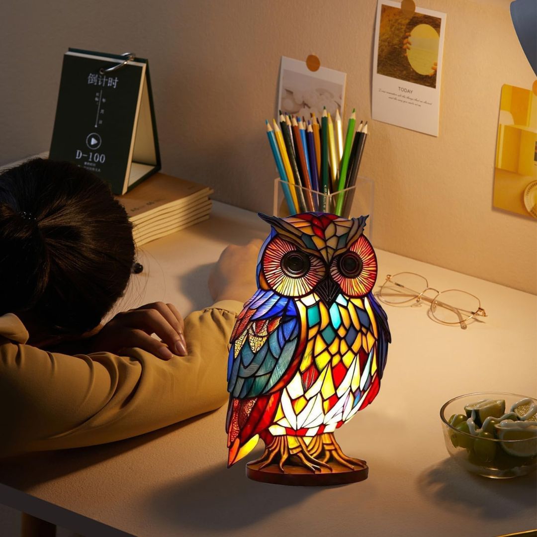 Handgemaakte Uilenlamp met Zacht Warm Licht voor Sfeervolle Verlichting | Sansoti