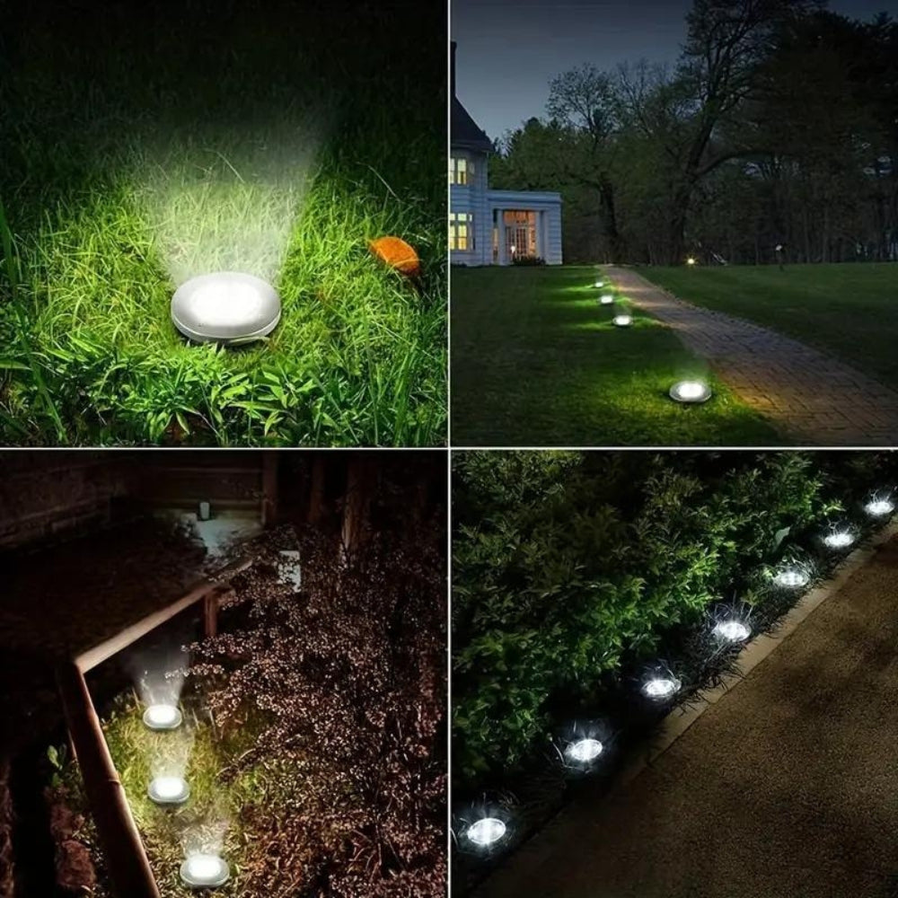 Solar-powered in-ground spotlight set for garden path lighting, outdoor terrace, lawn, driveway, LED lights, garden lighting | Sansoti