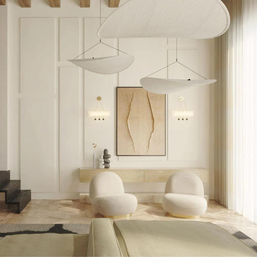 Hanglamp Japandi Handgeweven Zijde Wit Ø40 Ø60 Ø80 Slaapkamer Eetkamer | Sansoti