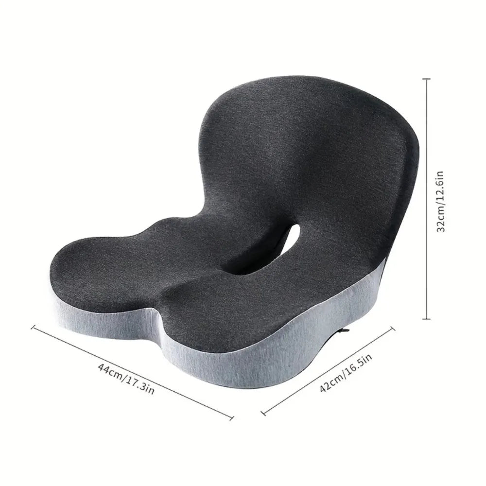 Ergonomisches Sitzkissen aus Memory-Schaum mit Lendenstütze für Bürostuhl, Auto und Arbeiten zu Hause, 44x42x32cm, Komfort | Sansoti