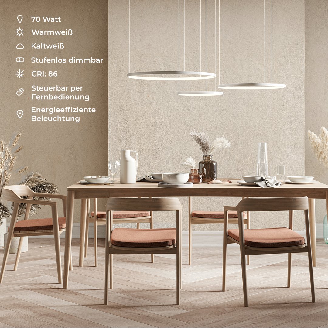 LED Hanglamp Ringen Zwart Wit Goud Dimbaar 70W Aluminium Modern | Sansoti