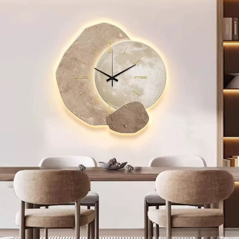 Wanduhr Skandinavischer Stil Uhrwerk Modern Beige Organisches Design 40cm | Restfield