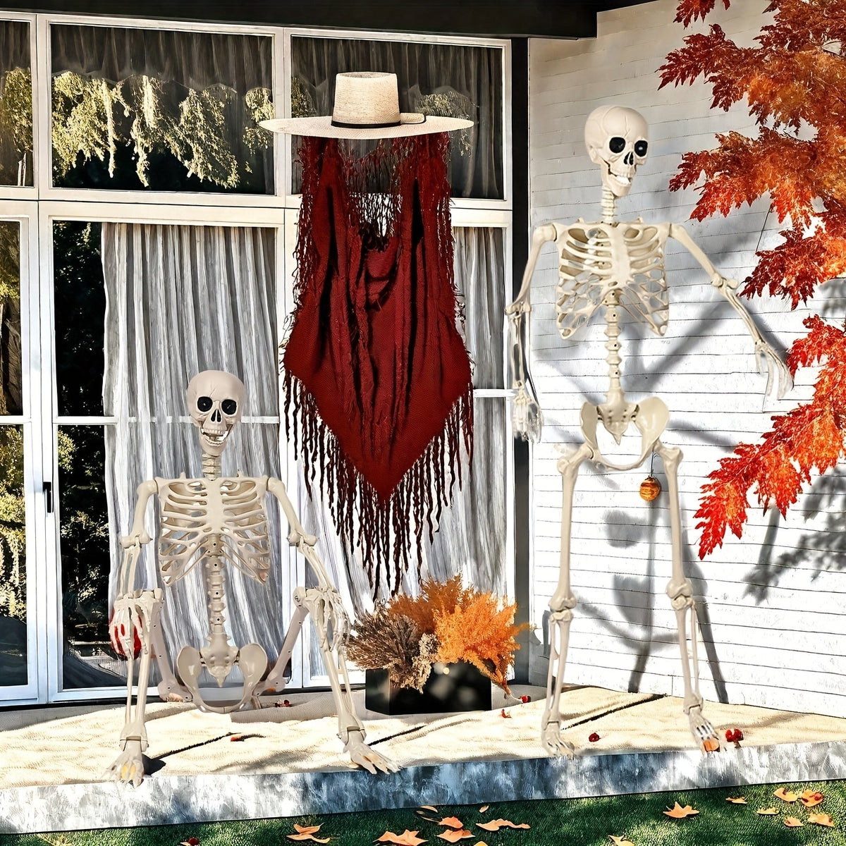 Skeletfiguur 168 cm Verstelbaar Zwart Halloween Tuindecoratie Buitenfiguur Feestdecoratie Horror Decoratie | Sansoti