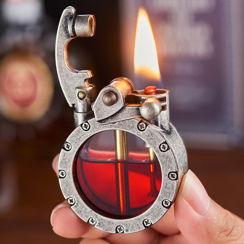 Vintage Transparent Lighter – Zinc Metal Gas Lighter with Retro Charm for Collectors | Sansoti