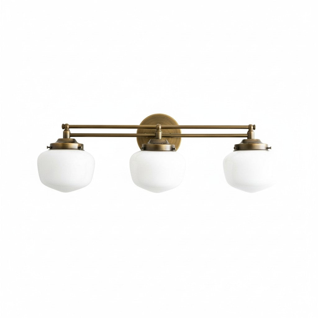 Globe Wandlamp Klassieke Badkamer Schoolhouse Verlichting Mat Opaal Glas voor Spiegel en Wastafel | Sansoti