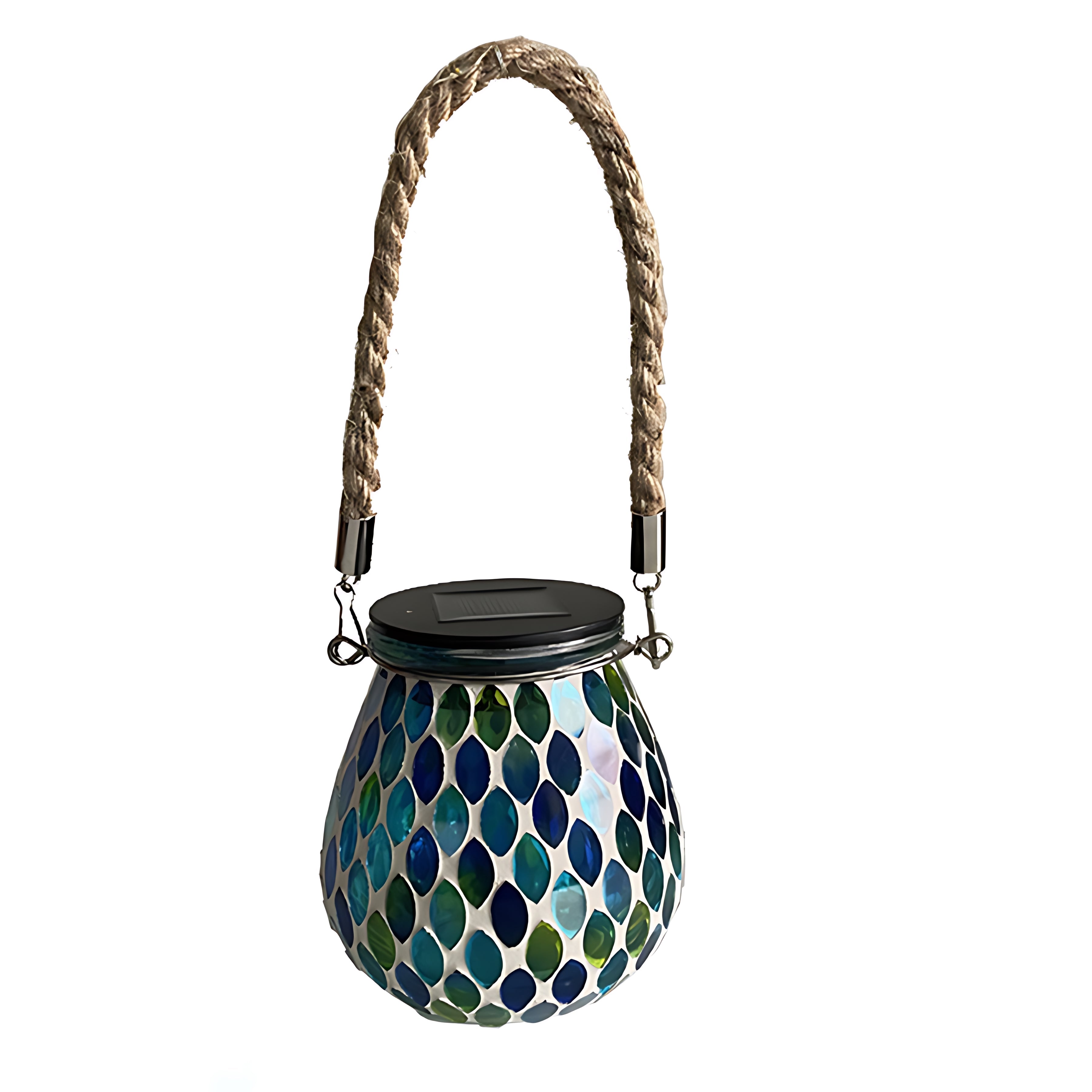 Solar Tuinlamp met Gekleurd Glas – Handgemaakte Lantaarn met Mozaïek Lichteffect voor Sfeervol Buitendecor | Sansoti