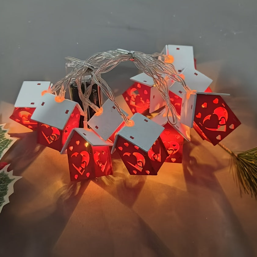 Verlichte Decoratie Huisjes LED Slinger 200cm Kerst Wintersfeer Warm Licht Batterij Sfeervol Kerstdecoratie | Sansoti