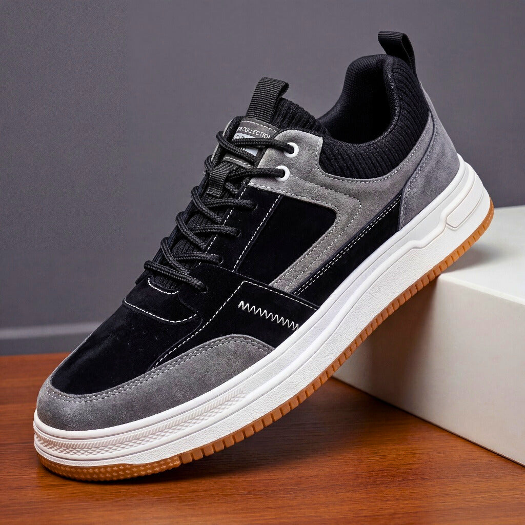Heren Sneakers Suède Leer Gebreide Panelen Gevoerde Zool Casual Footwear Dagelijks Comfort Stijlvol Mode | Sansoti