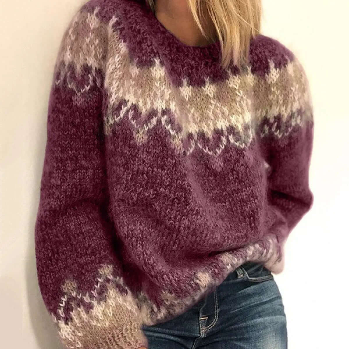 Gebreide Trui met Noordse Patronen Dames & Heren Winter Coltrui Pullover Warme Trui Scandinavisch Design | Sansoti