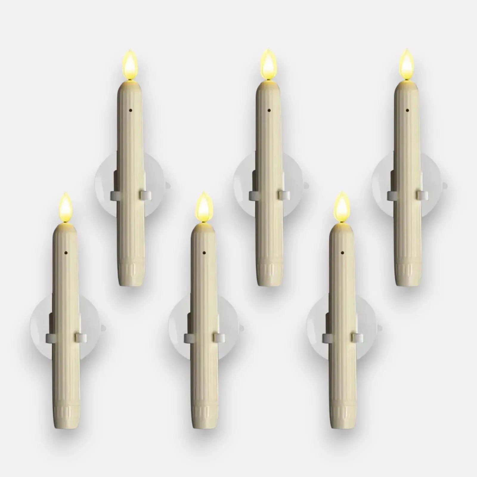 Vensterkaarsen LED Flikkerlicht Kunststof Ivoor 18,2cm Set 6 Stuks Schemersensor Timer Sfeerlicht Kerstdecoratie Raamdecoratie Batterij | Sansoti
