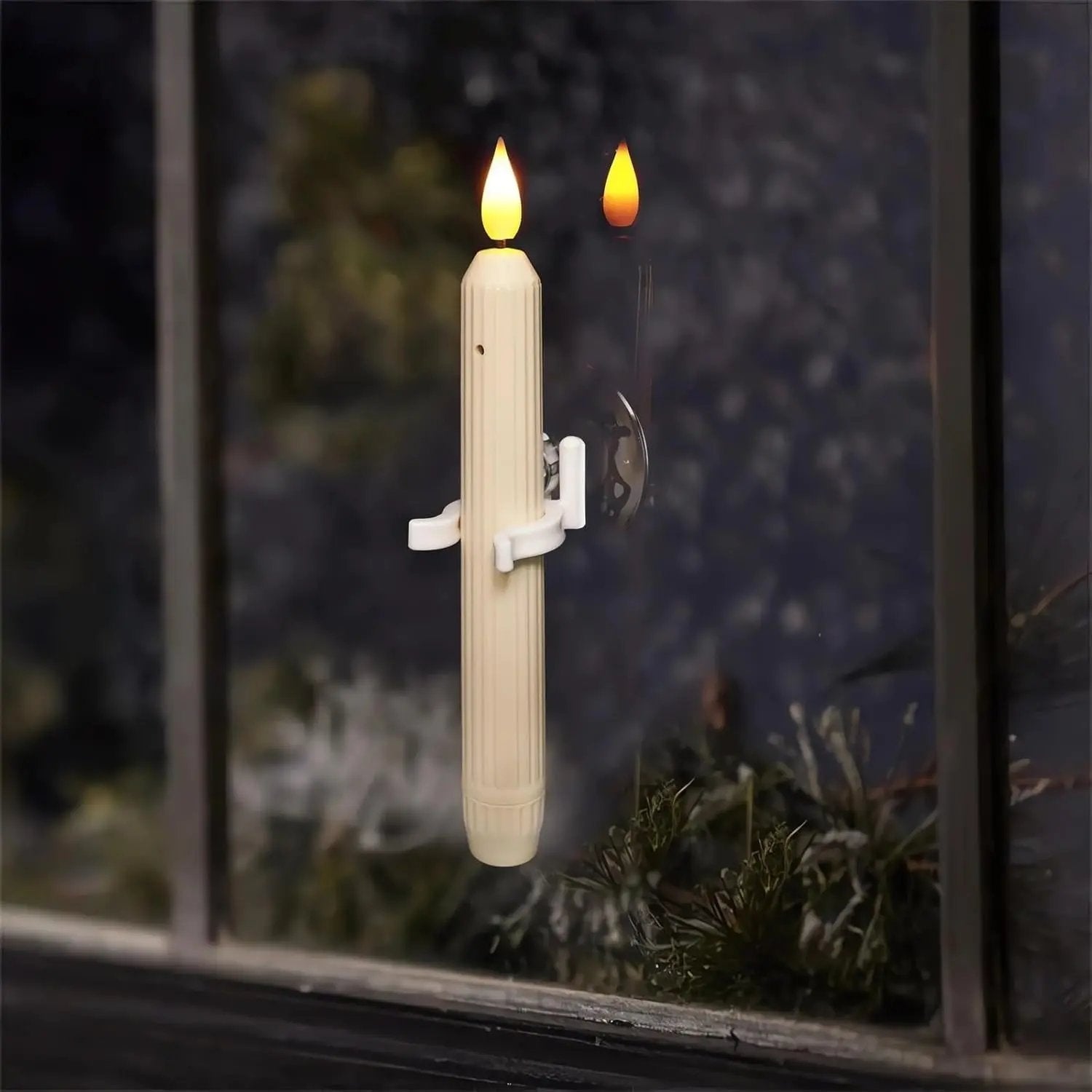 Vensterkaarsen LED Flikkerlicht Kunststof Ivoor 18,2cm Set 6 Stuks Schemersensor Timer Sfeerlicht Kerstdecoratie Raamdecoratie Batterij | Sansoti