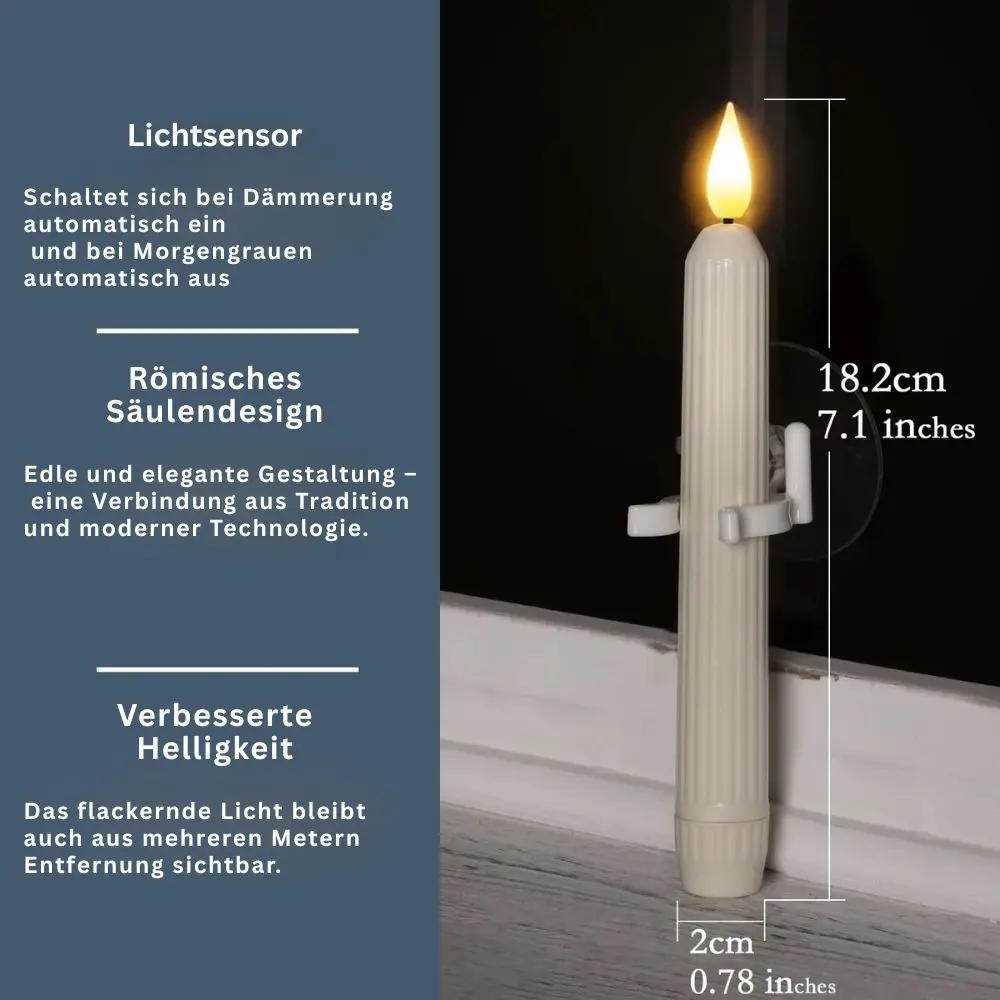 Vensterkaarsen LED Flikkerlicht Kunststof Ivoor 18,2cm Set 6 Stuks Schemersensor Timer Sfeerlicht Kerstdecoratie Raamdecoratie Batterij | Sansoti