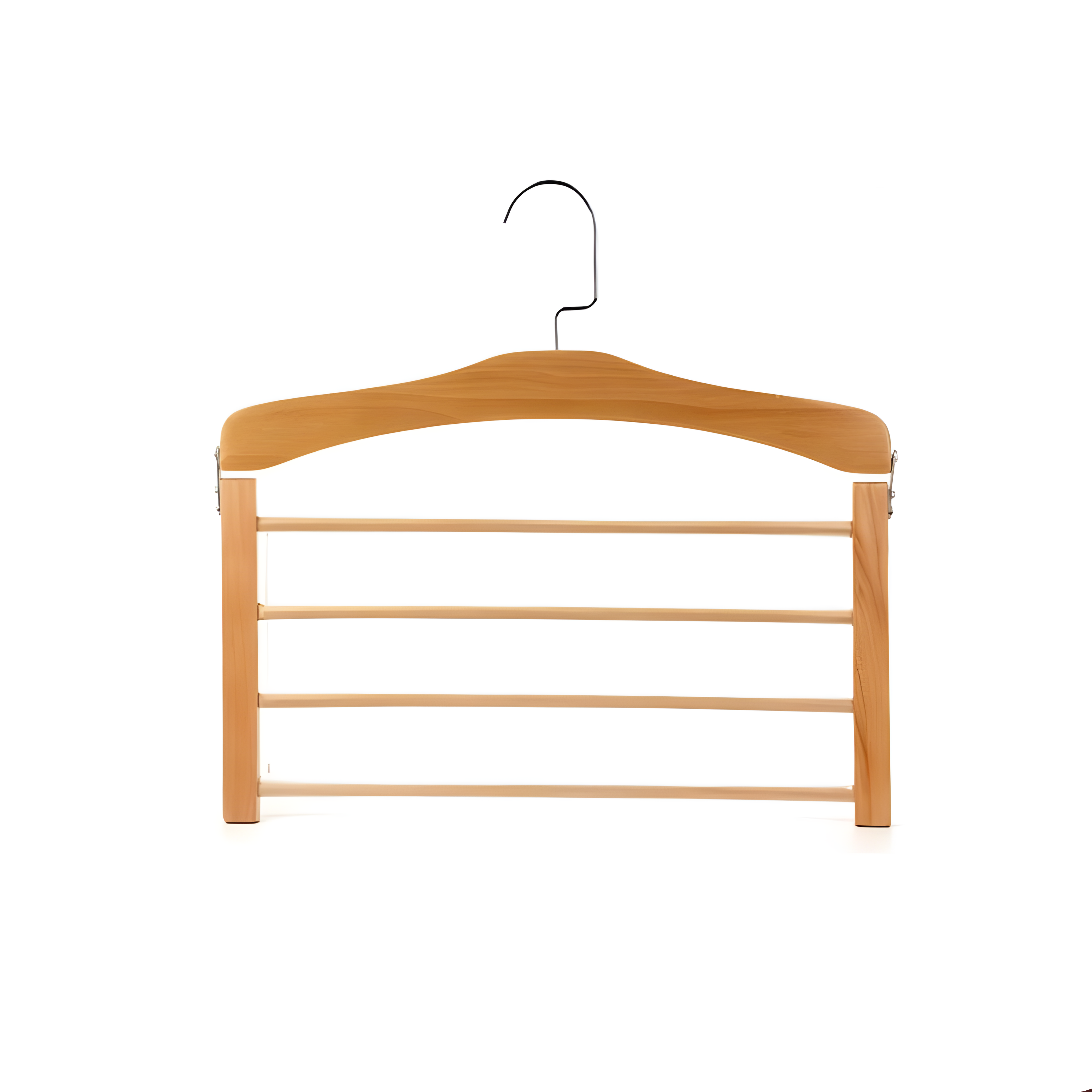 Houten Kledinghangers Walnoot & Natuurlijk Hout – Klassieke Garderobehanger met Metalen Haak – 38x38x12cm | Sansoti