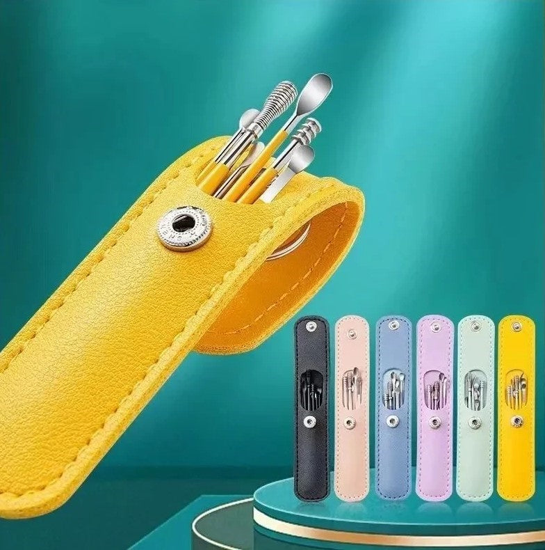 Earwax Removal Set with 6 Stainless Steel Instruments - Reusable Ear Cleaning Tools | Sansoti