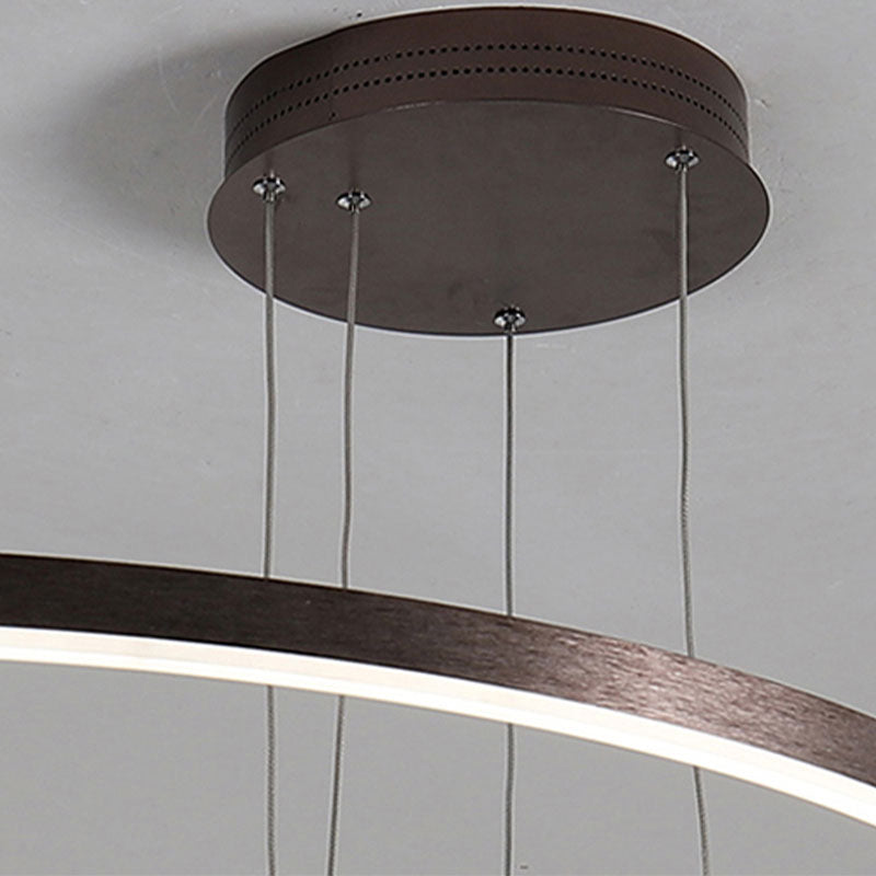 Modern Circular Pendant Light Metal LED Dimmable Black Gold Brown Living Room Dining Room Bedroom Adjustable | Sansoti
