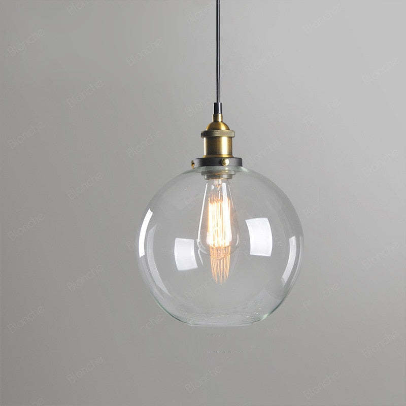 Industriële Glazen Hanglamp Metaal E27 Verstelbaar Snoer Transparant Amber Rookgrijs Binnenverlichting | Sansoti