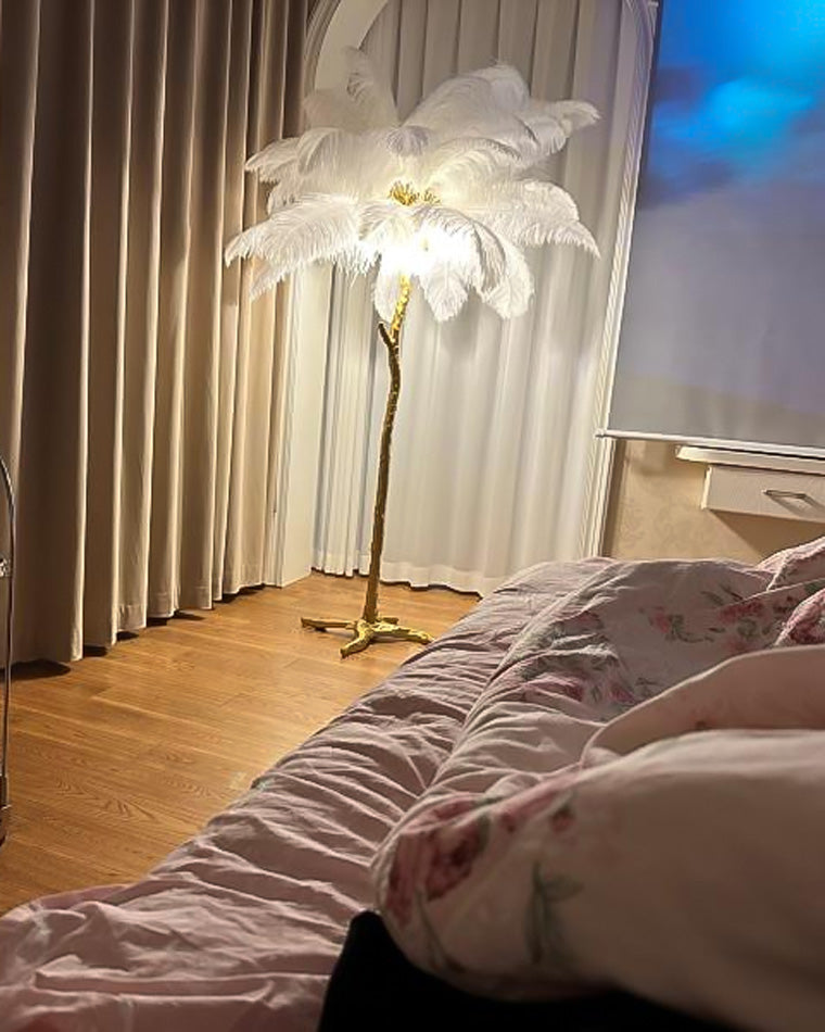 Stehlampe Federn Palme Harz Dekorativ Warmweiß Wohnzimmer Schlafzimmer Standleuchte | Restfield