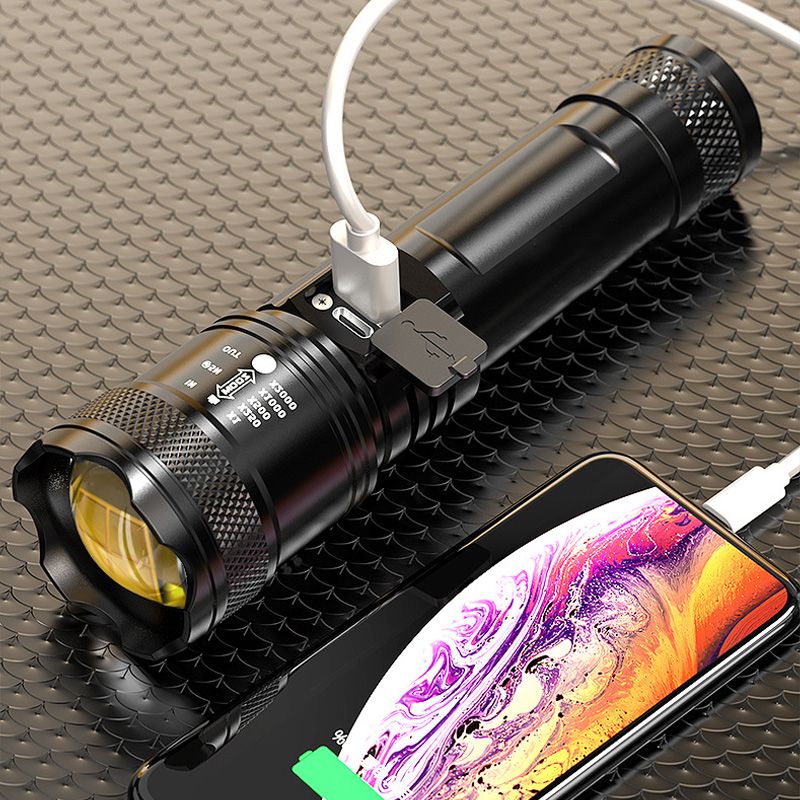 Leistungsstarke wiederaufladbare LED-Taschenlampe 7500 Lumen Wasserdicht IPX7 USB-C Camping Outdoor-Notbeleuchtung Taktisch | Sansoti