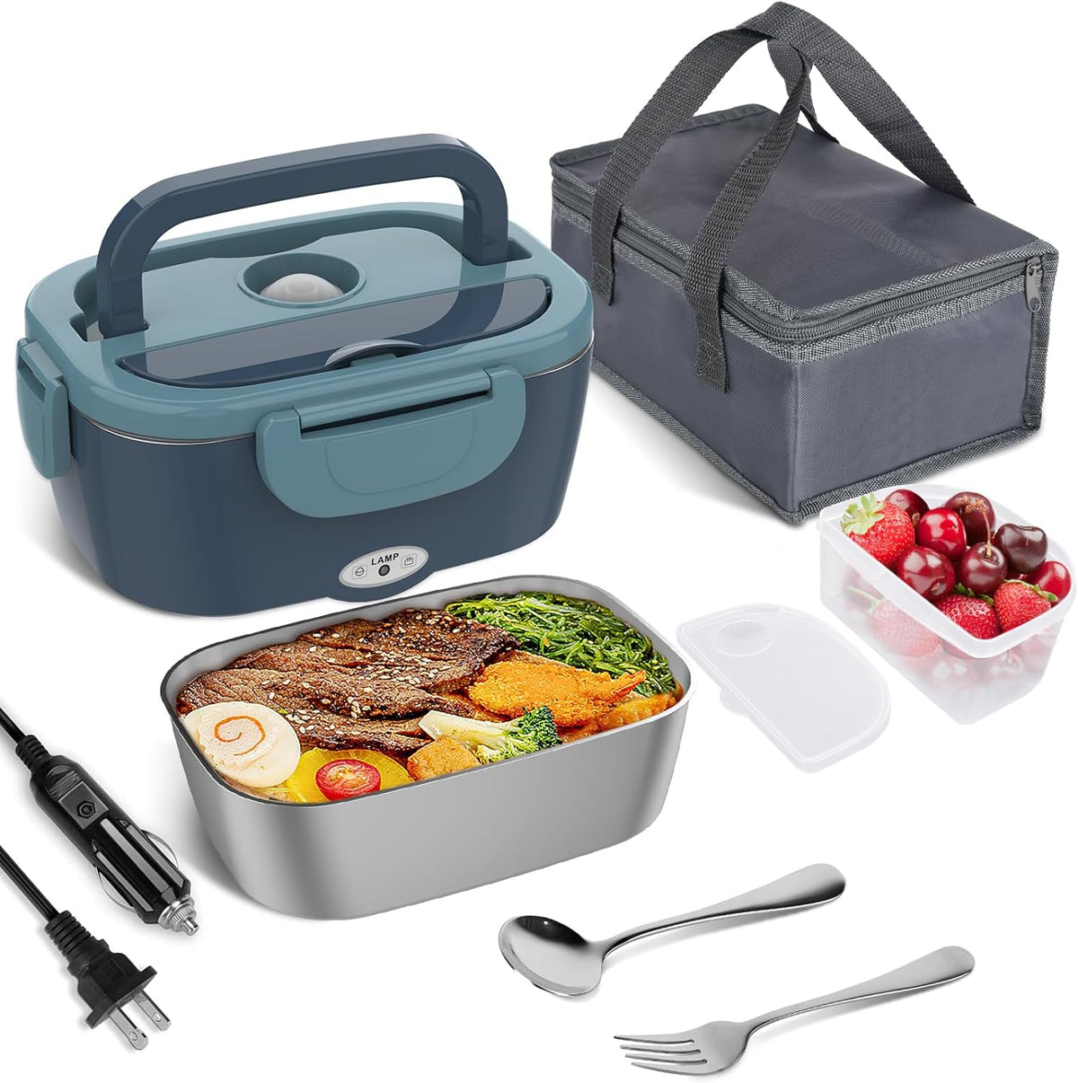 Elektrische Lunchbox met Warmhoudfunctie 1.5L Capaciteit Auto Stopcontact Voedselverwarmer Lekvrij Draagbaar | Sansoti