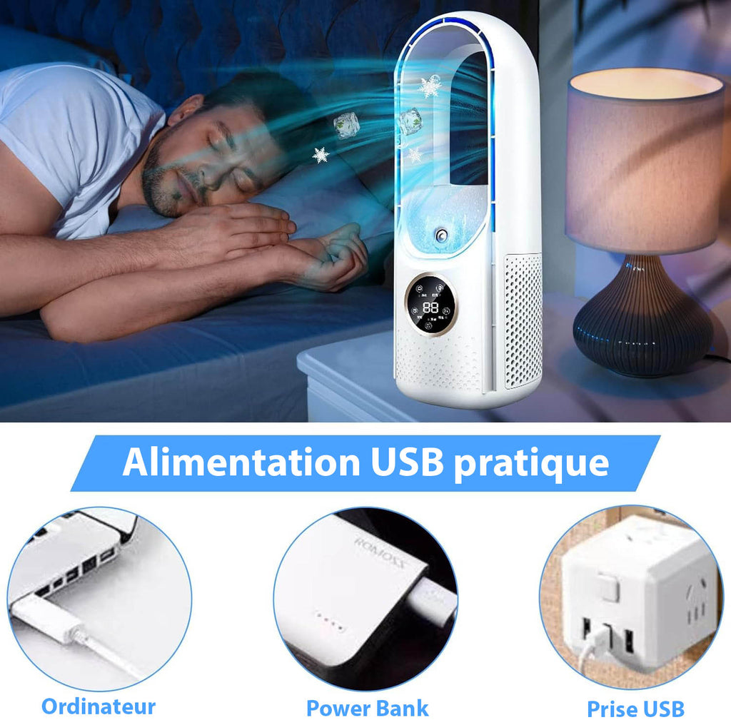 Draagbare Aircooler USB Mini Ventilator 6 Standen 100ml Slaapkamer Bureau Stil Energiezuinig Wieltjes Afstandsbediening | Sansoti