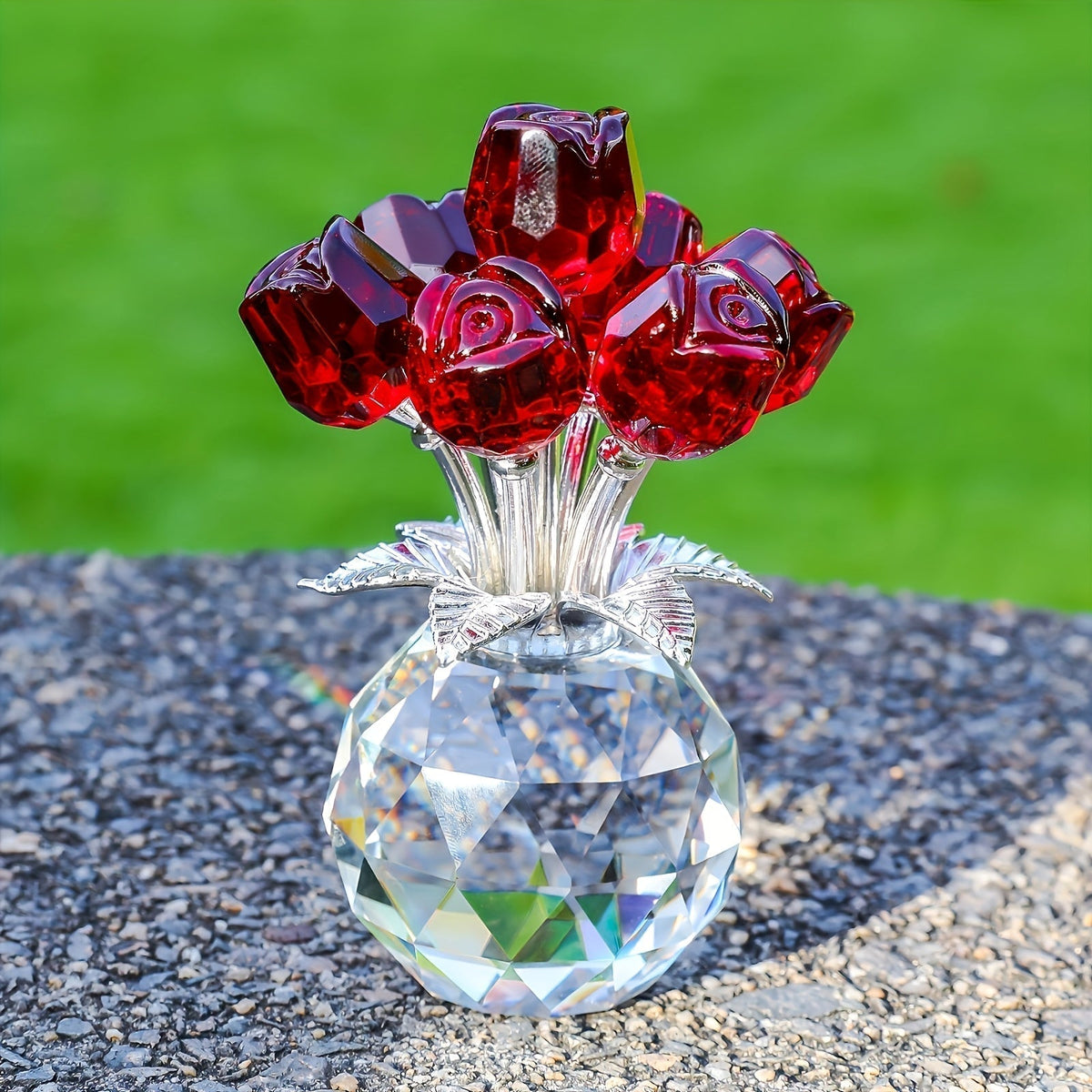 Kristall-Rosenstrauß Dekorative Kunstblumen Vasenaccessoire Interieur Wohnzimmer Zeitlose Geschenkidee | Sansoti
