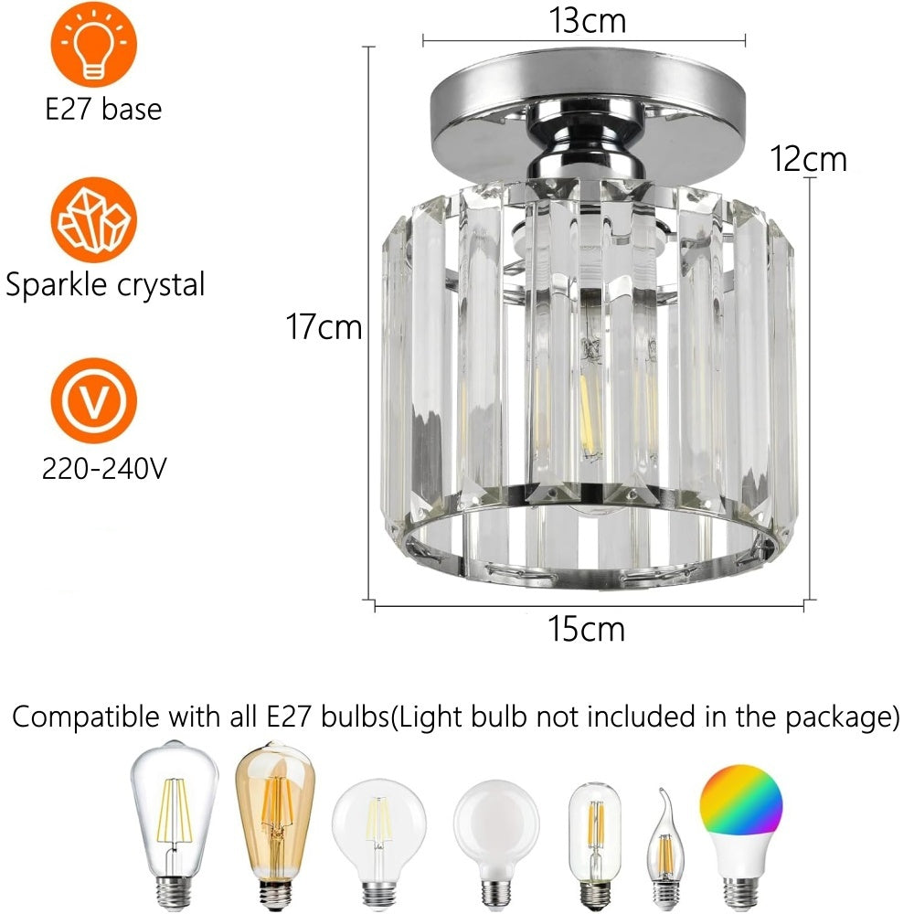 Plafondlamp Kristal Zwart Zilver Goud E27 Opbouw Modern Hal Woonkamer | Sansoti