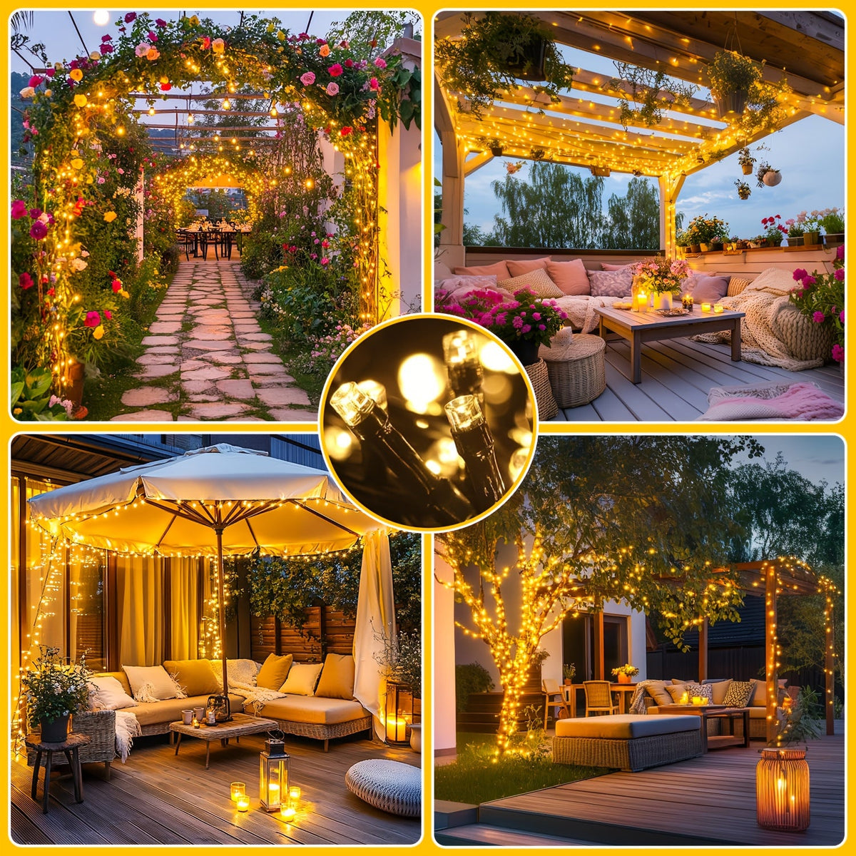 LED String Lights Outdoor IP44 Waterproof with Warm Light for Garden Patio Balcony Party Lighting Atmospheric | Sansoti