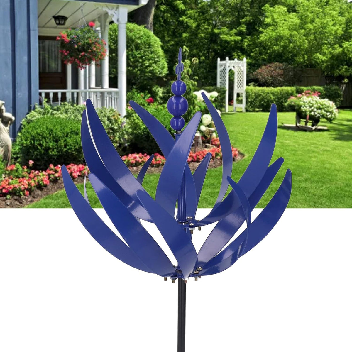 Drehendes Windspiel aus Metall für den Garten, 360°, kinetischer Gartenschmuck, Windspinner, wetterfeste Außendekoration | Sansoti