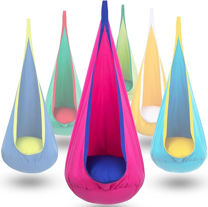 Hangstoel met Zacht Katoenen Doek voor Binnen en Buiten – Blauw Groen Roze Geel | Sansoti