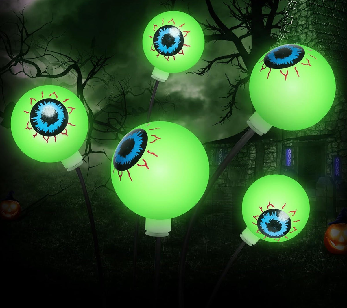 Eyeball Solar Garden Light 6-Head Halloween Decoration Atmospheric Lighting Garden Patio Pathway Outdoor | Sansoti