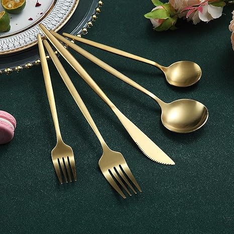 Bestek Set 18/10 RVS met Titanium Coating voor Moderne Gedekte Tafels 4 tot 16 Personen Elegante Tafelbestek | Sansoti