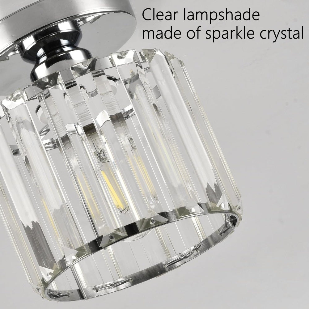 Plafondlamp Kristal Zwart Zilver Goud E27 Opbouw Modern Hal Woonkamer | Sansoti