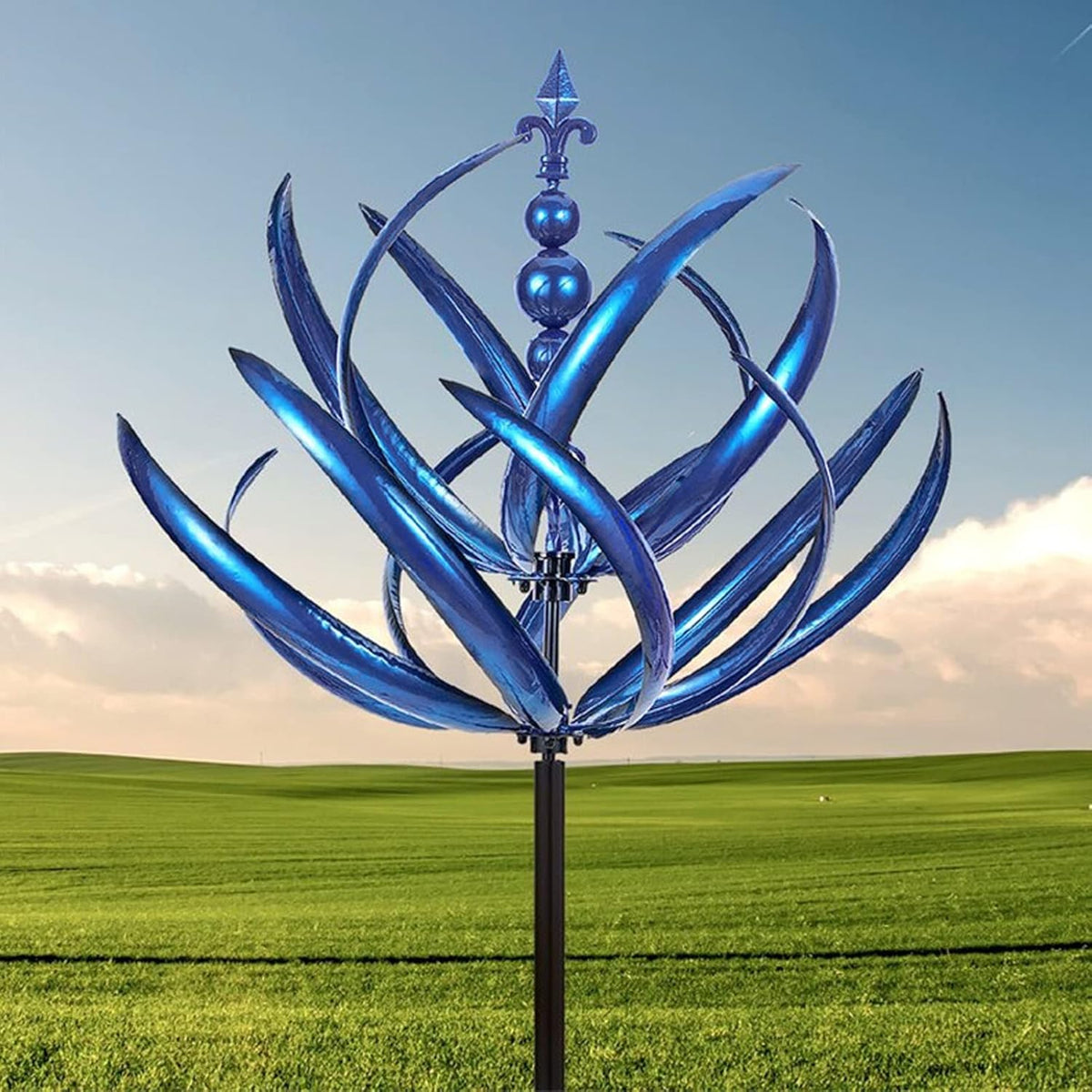 Drehendes Windspiel aus Metall für den Garten, 360°, kinetischer Gartenschmuck, Windspinner, wetterfeste Außendekoration | Sansoti