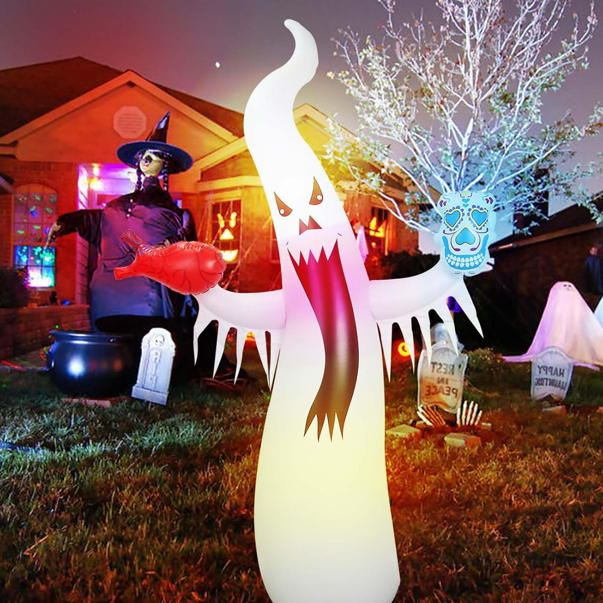 Inflatable Ghost Figure with LED Lighting for Halloween Parties, Garden Decoration, Outdoor Décor and Holidays | Sansoti