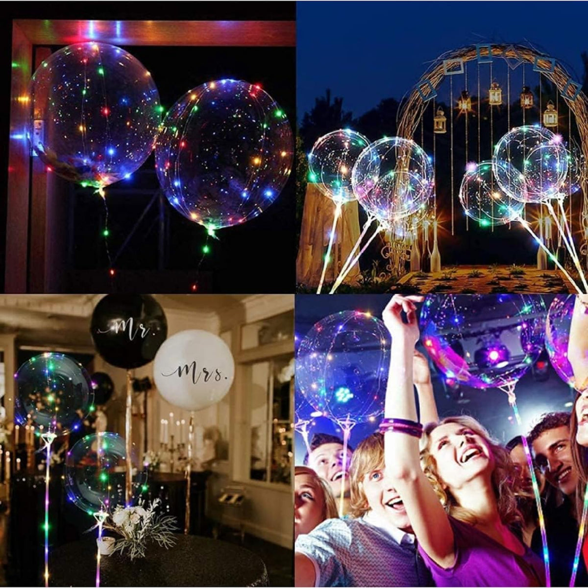 Transparent Party Balloons with Bat Stickers Ambient Lighting Halloween Party Decorations | Sansoti