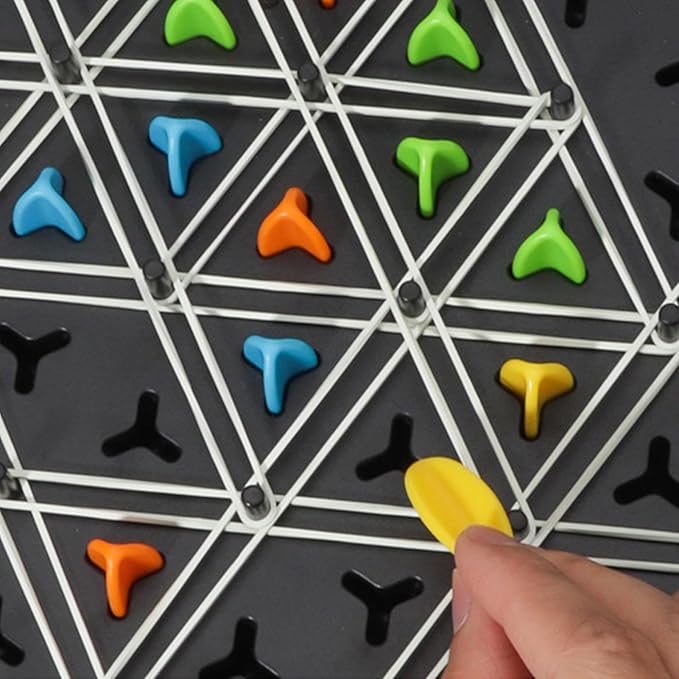 Strategic Triangle Game – Elastic Puzzle with Wooden Pegs for Concentration and Tactical Thinking | Sansoti