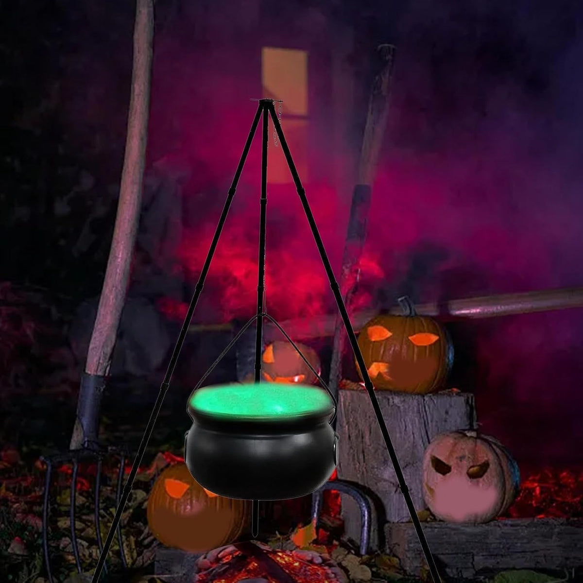 Witch's Cauldron Decoration with Stand and LED Lighting for Halloween Party Garden Outdoor Witch Theme Party | Sansoti