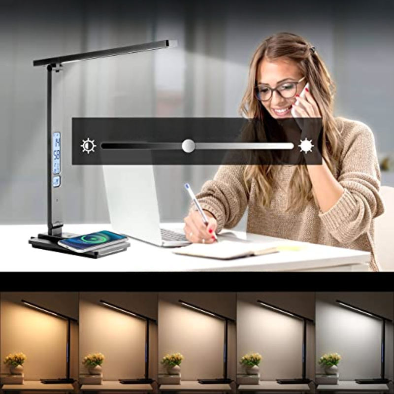 LED Desk Lamp with Wireless Charger and USB Port – Adjustable Lighting for Optimal Work Comfort | Sansoti