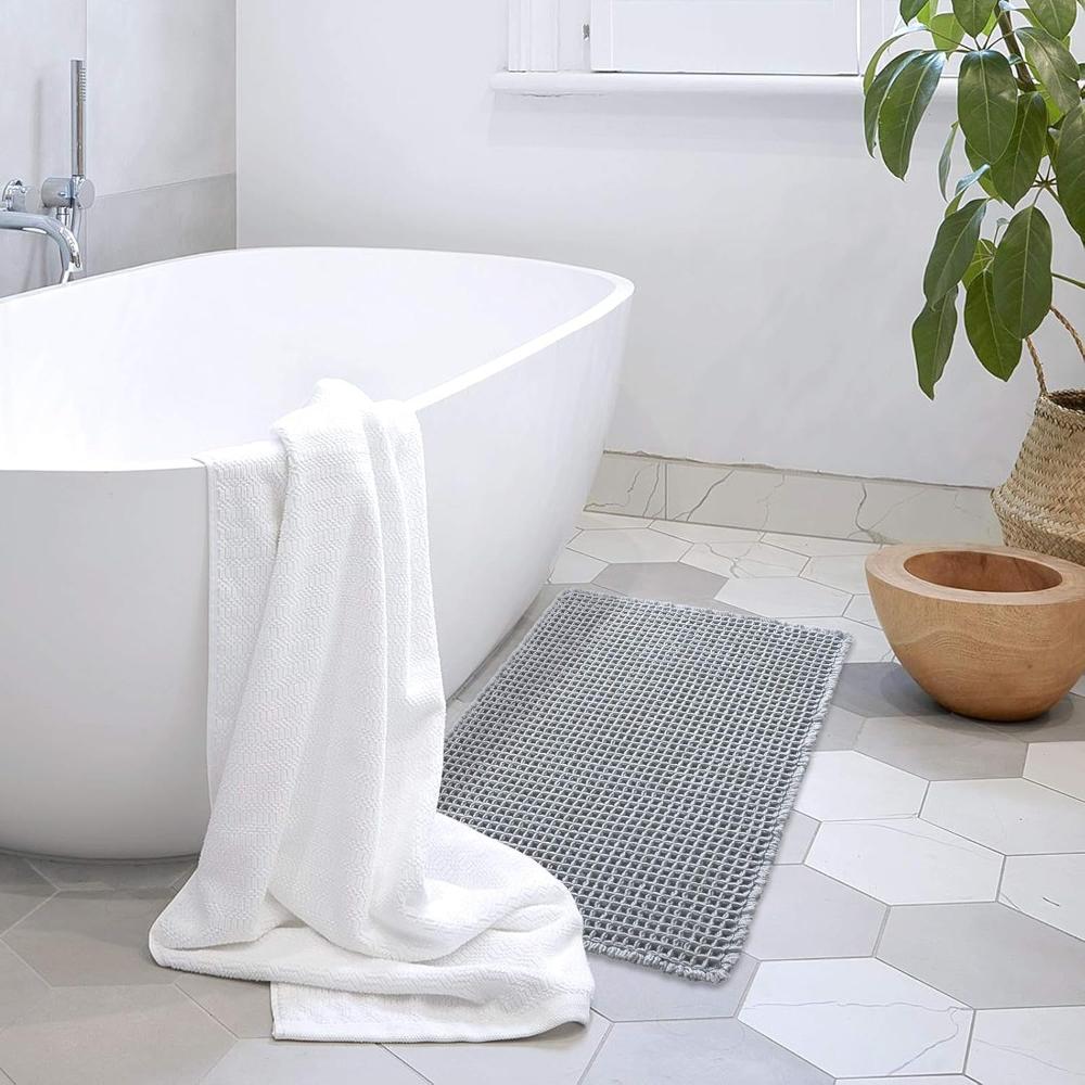 Badmat Wafelstructuur Absorberend Antislip Beige Badkamer Douchemat Sneldrogend Zacht Vloermat Spa Stijl | Sansoti