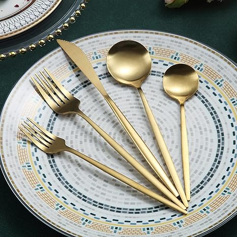 Bestek Set 18/10 RVS met Titanium Coating voor Moderne Gedekte Tafels 4 tot 16 Personen Elegante Tafelbestek | Sansoti