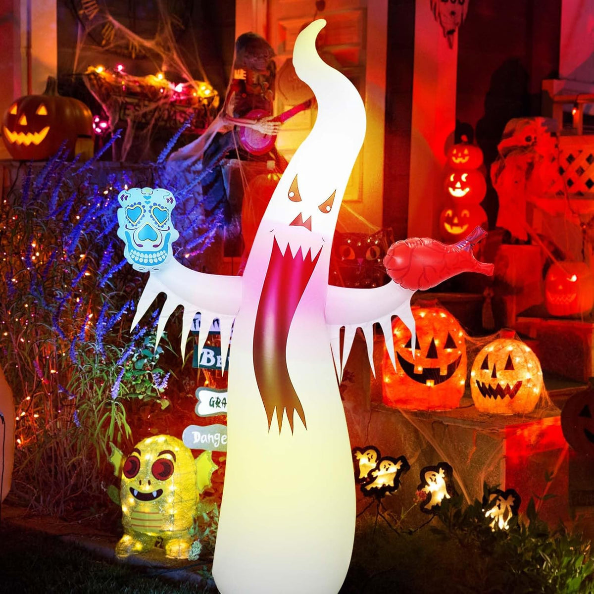 Inflatable Ghost Figure with LED Lighting for Halloween Parties, Garden Decoration, Outdoor Décor and Holidays | Sansoti
