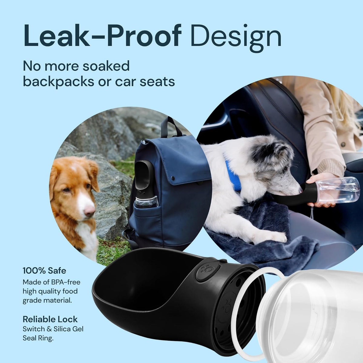 Draagbare Drinkfles voor Honden 550ml met Geïntegreerde Drinkbak BPA-Vrij Lekvrij Wandelen Outdoor Reizen | Sansoti